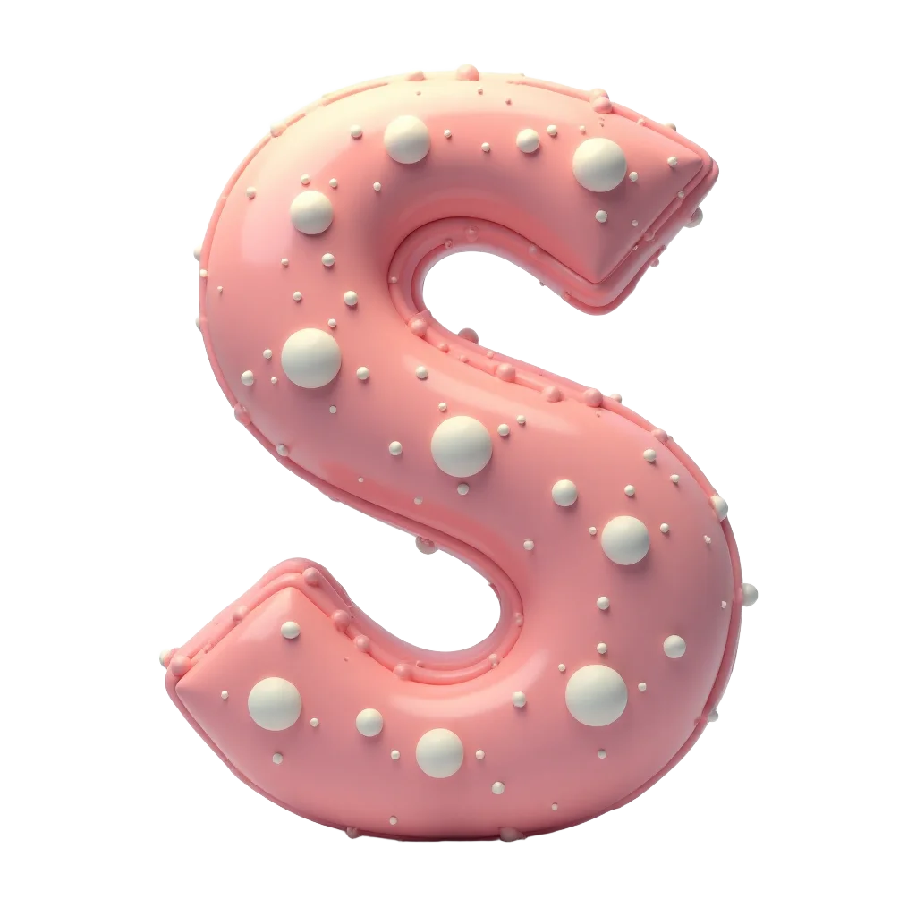 Pink and White Polka Dot Letter S